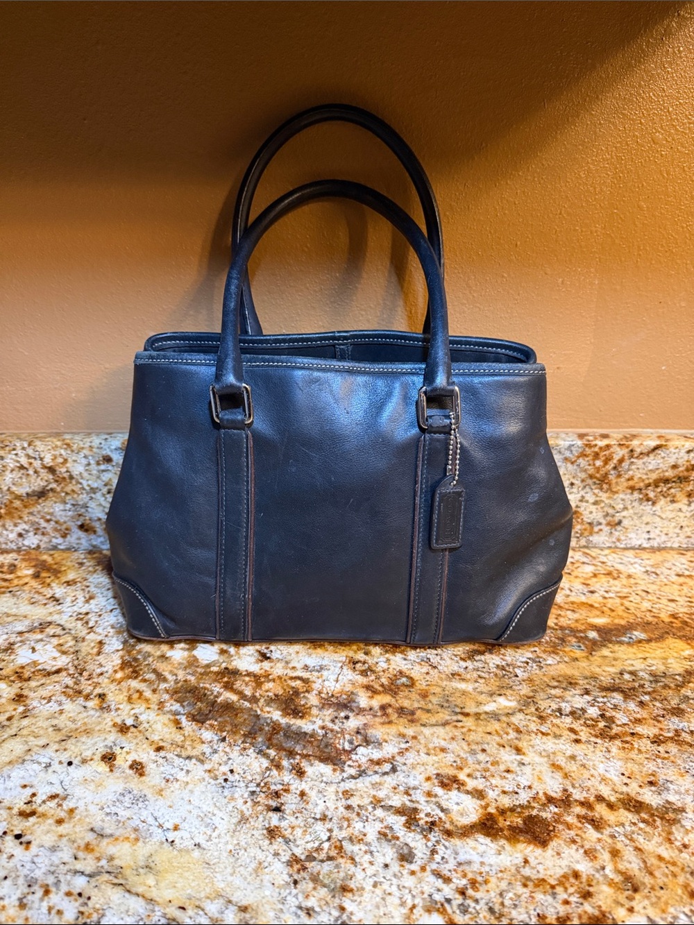 Coach Classic Black Leather Tote Bag
